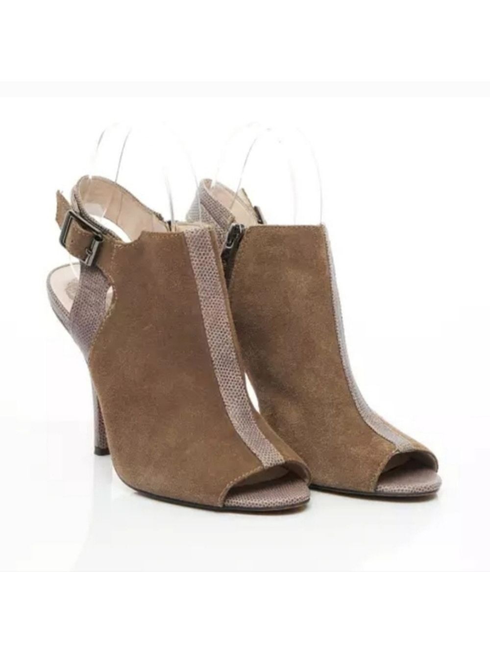 VINCE CAMUTO | Suede open toe heels taupe gray brown sz 10B